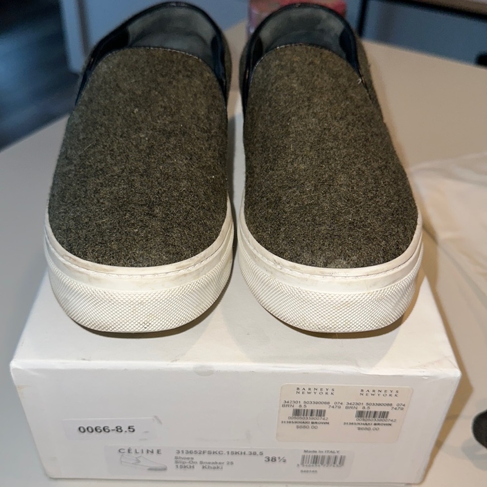 Céline Wool Leather Trim Embellishment Sneakers